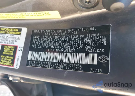 2019 Toyota Camry Le from USA, damaged, VIN 4T1B11HK0KU695573